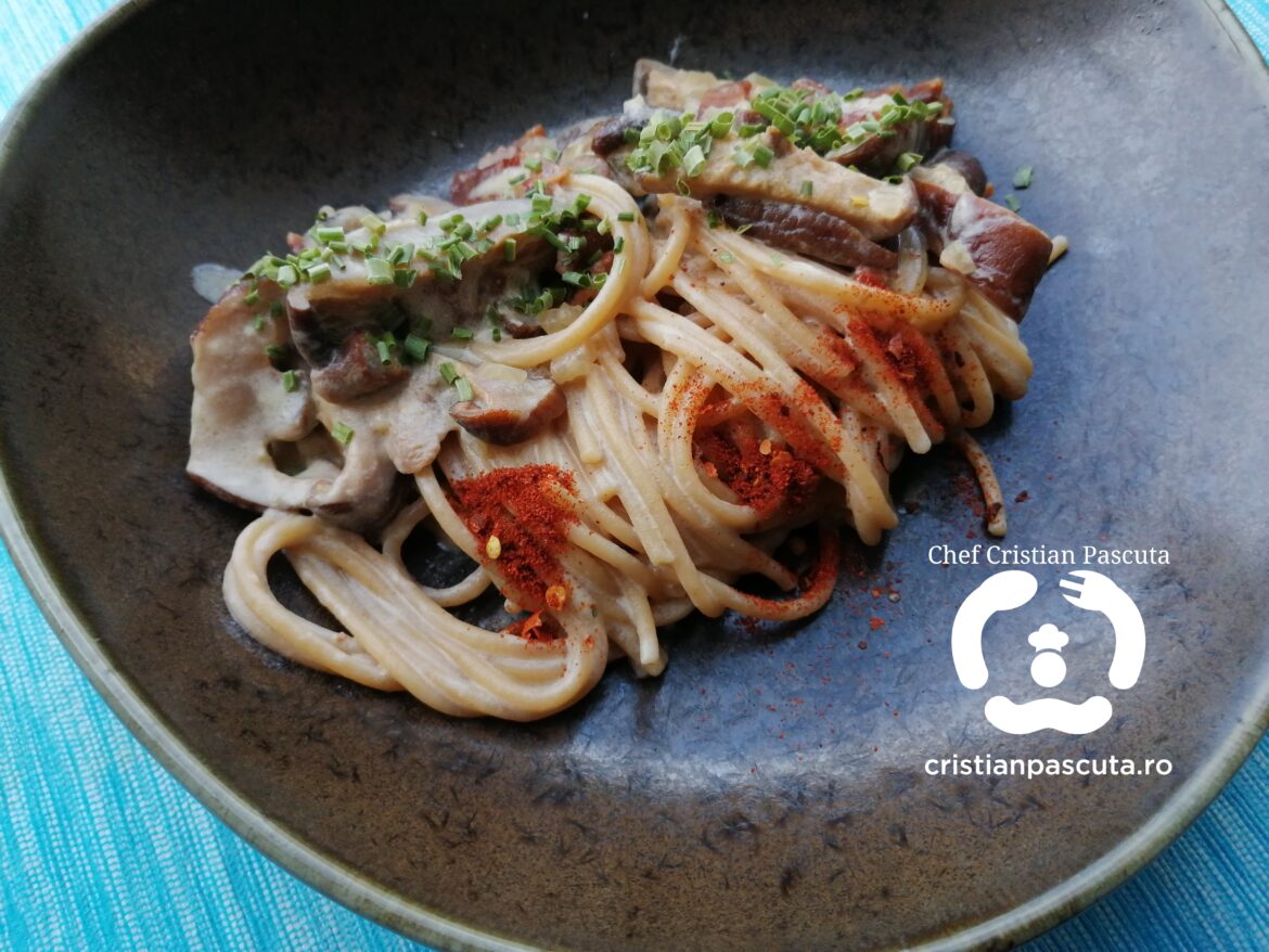 Paste cu bacon si ciuperci shiitake